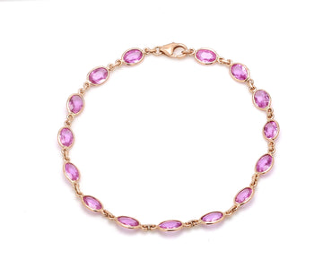 Pink sapphire Oval Rose Cut Bracelet