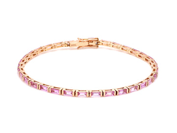 Pink Sapphire Horizontal Baguette Bracelet
