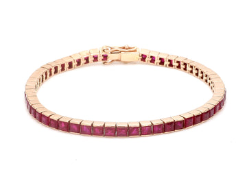 Ruby Princess Cut Channel Set Tennis Bracelet