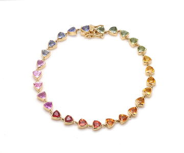 Rainbow Sapphire Trillion Link Bracelet