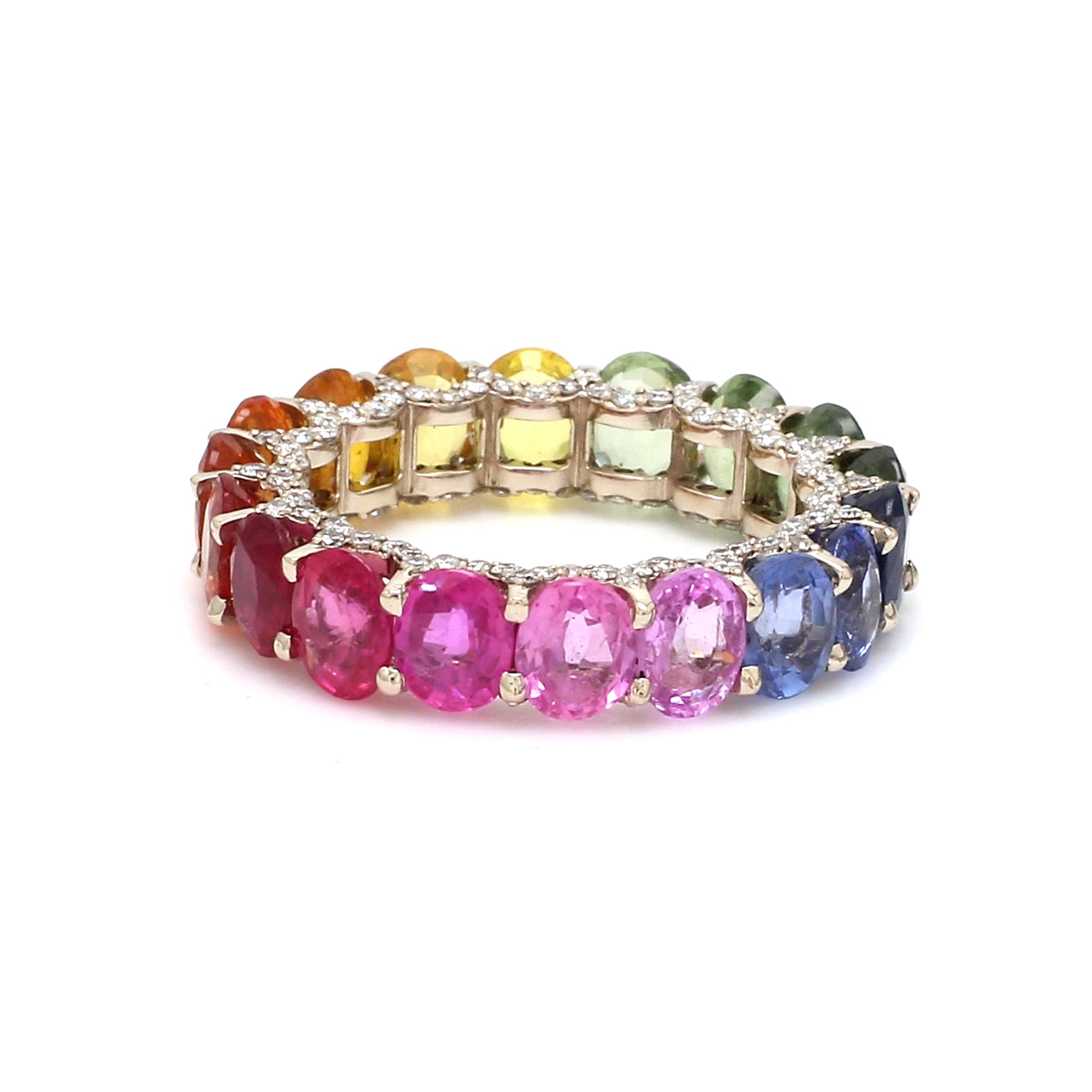 Rainbow Sapphire Oval and Diamond (Ruby Edition) Ring