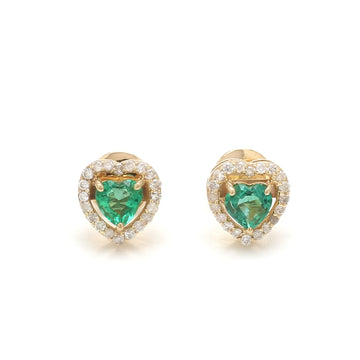 Emerald Heart Diamond Studs