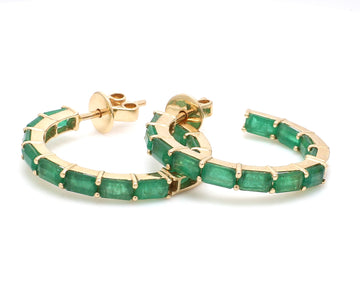 Emerald Octagon Small Hoops