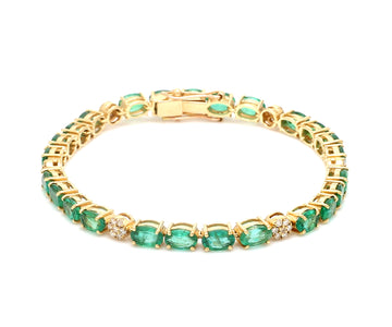 Emerald Horizontal Oval Diamond Bracelet