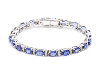 Blue Sapphire Oval and Diamond Bracelet