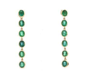 Emerald Oval Bezel Set Link Earrings