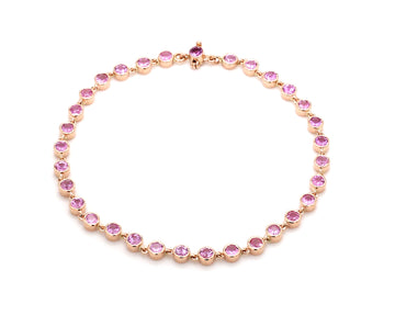 Pink Sapphire Round Link Chain Bracelet