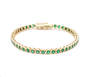 Emerald Round Bezel Set Bracelet