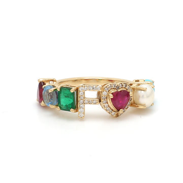 Custom Letter Birthstone Ring