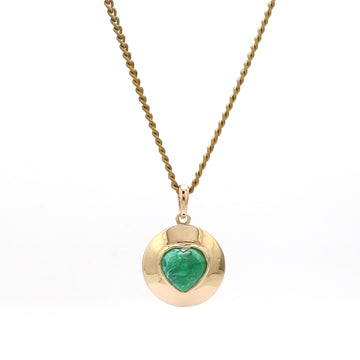 Emerald Heart Cabochon Pendant