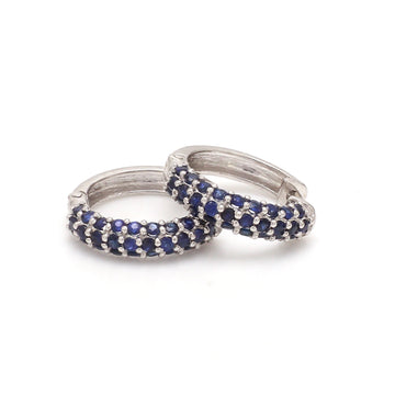 Blue Sapphire Mini Pave Huggies