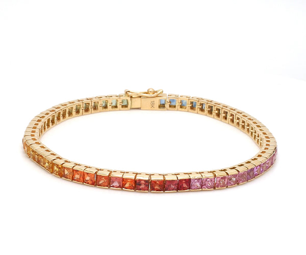Rainbow Sapphire Princess Cut Bracelet