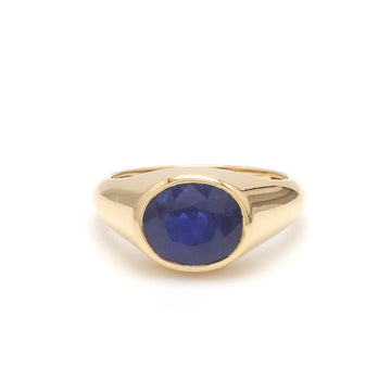 Blue Sapphire Oval Signet Ring