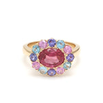 Pink Tourmaline and Pastel Halo Ring