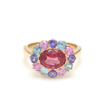 Pink Tourmaline and Pastel Halo Ring