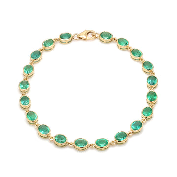 Emerald Oval Bezel Set Bracelet