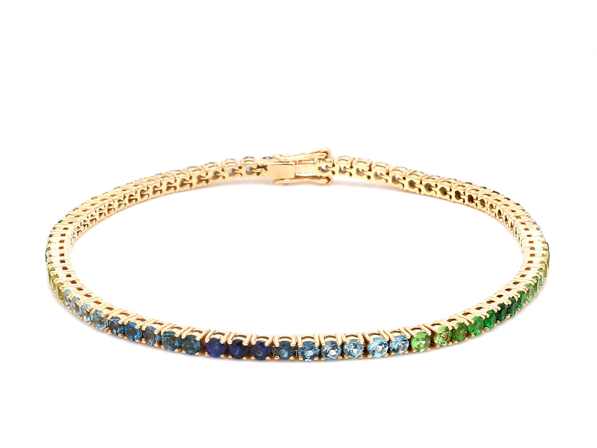 Blue Green Ombre 2MM Round Bracelet