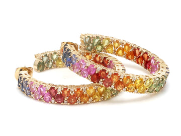 Rainbow Sapphire Pear and Diamond Earrings