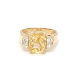 Yellow Sapphire Diamond Three Stone Ring