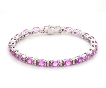 Pink Sapphire Oval and Diamond Bracelet