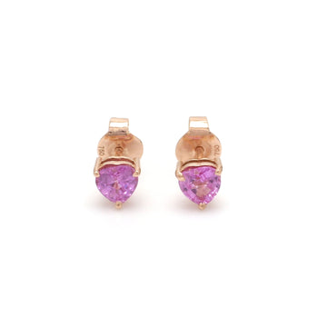 Pink Sapphire Heart Studs