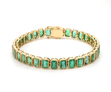 Emerald Octagon Bezel Set Bracelet (Small)