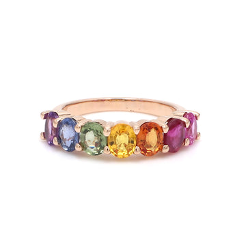 Rainbow Sapphire Seven Stone Ring