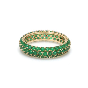 Emerald Round Pave Ring